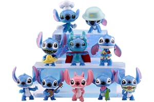HONGFENG Lilo and Stitch Cake Toppers,Stitch Inspired Cupcake Topper for Children's Birthday Party Cake Decoration（Set of 10）