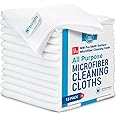12" x 12" MW Pro Multi-Surface Microfiber Cleaning Cloths | White - 12 Pack | Premium Microfiber Towels for Cleaning Glass, Kitchens, Bathrooms, Automotive, Supplies & Products