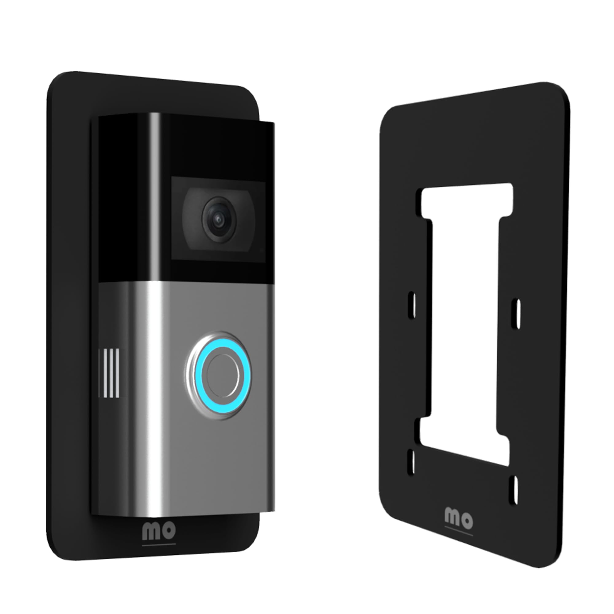 Mars Outpost Non-Adhesive Wall Plate for All Battery Video Doorbell Pro, Plus, 1/2/2nd Gen/3/3 Plus/4 No Drill Heavy Duty Plastic Mounting Plate, Sturdy, Slim, Wireless Doorbell Backplate