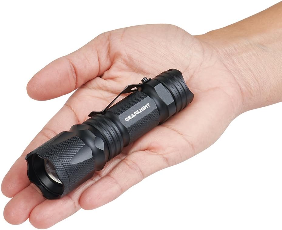 GearLight M3 LED Tactical Flashlight [2 PACK] with Belt Clip, Batteries Included - Zoomable, 3 Modes, Water Resistant, Small Mini Light - Best Everyday Carry Flashlights: Sports & Outdoors