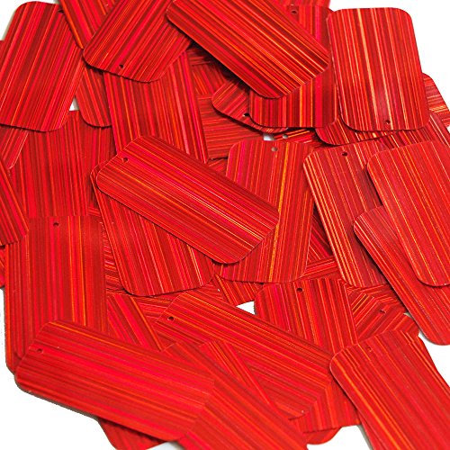 Red Sequin Rectangle Long 1.5 inch Couture Loose Paillettes. City Lights Reflective Metallic Made in USA.