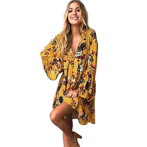 TWIFER Boho Floral Maxi Abend Party Cocktail Kleid Damen Minikleid Sommerkleid
