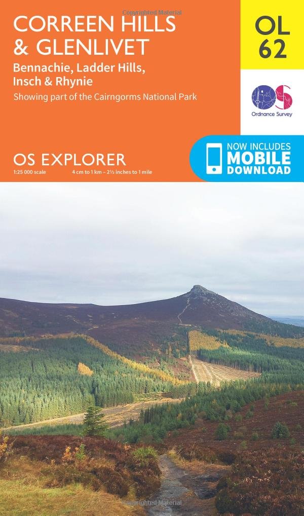 Coreen Hills & Glenlivet Map | Bennachie, Ladder Hills, Insch & Rhynie | Ordnance Survey | OS Explorer Map OL62 | Scotland | Walks | Hiking | Maps | Adventure: 62