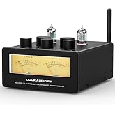 Douk Audio Bluetooth Tube Amp: 300W x2 TPA3255 2 Channel Stereo Power Amplifier &ndash; Dual VU Meters &amp; Super Bass &ndash; for Home Theater &amp; Hi-Fi Systems (T6 PRO Yellow Version)