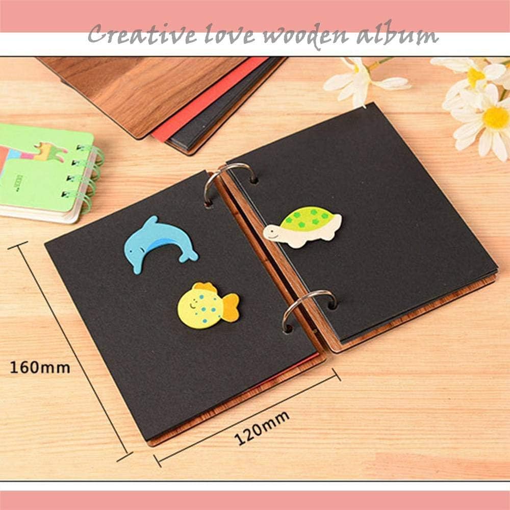 Dulau 2 Pieces Scrapbook Photo Album, Wooden Scrapbook, Vintage Love Heart Black Pages Paste Photo Album - Image 3