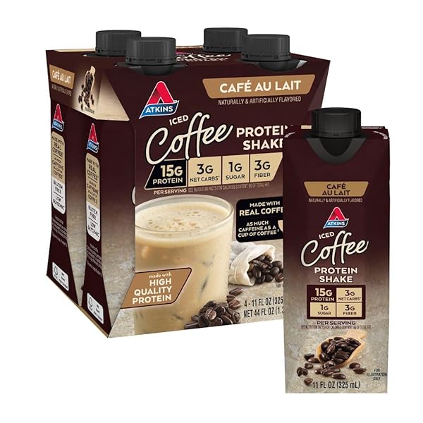 ATKINS ATKINS ICED COFFEE CAFE AU LAIT PROTEIN SHAKE. (4 SHAKES)