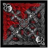 Celtic Cross and Gothic Skulls Biker Bandana measures 21