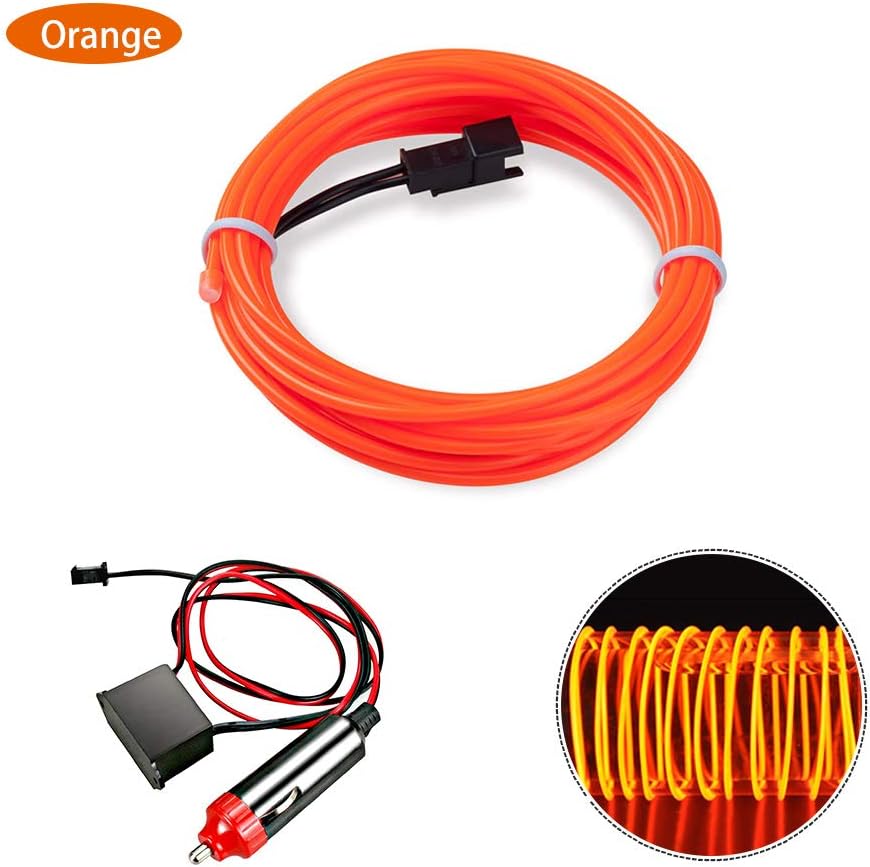 HopeU5 1M Flexible EL Wire Neon LED Car Decoration Light Rope Tube + 12V Inverter - Orange