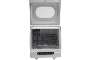 DSMSSEYM No-Hookup Countertop Dishwasher with Auto Fill/Drain, 110V Portable Compact 6-Place Setting | 5-Mode 161.6°F Sanitize Pure Copper Motor for Apartment RV Dorm Kitchen