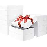 UnicoPak 12 Pack Extra Large White Gift Boxes with Lids, 17x11x4 Inches | 4-Inch Deep, Semi-Matte White Cardboard, Separate Lid and Base, For Robes, Sweaters, Clothing and Large Gifts