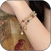 Embtrem Gold Beaded Bracelets Charm Bracelets for Women Pearl Acrylic Bracelet Birthday Jewelry Accessories Gifts for Women