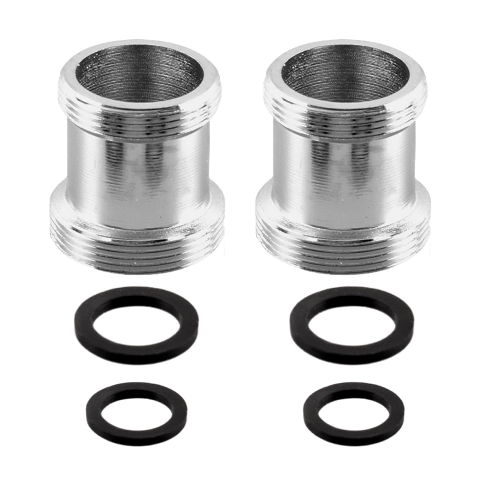 2 pcs Faucet Adapter Kit, Copper M22 to M24 Male Thread Tap Aerator Adapter Hose Converter for Garden Kitchen Sink, Chrome Plated(Silver)