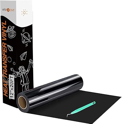 HTVRONT Black HTV Heat Transfer Vinyl 12x20ft Roll for Shirts & Crafts