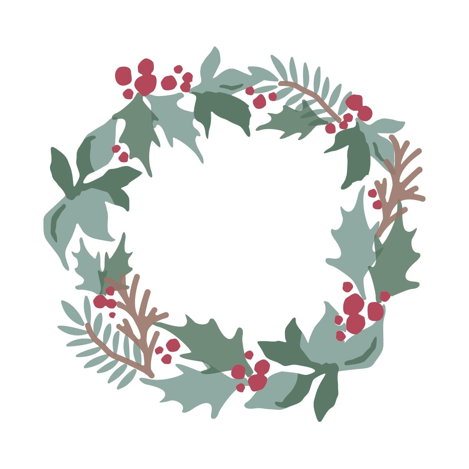 Sizzix Layered Stencils 4PK Holly Wreath - Four Buildable Layers, Festive Designs, for Sizzix Stencil & Stamp Tool