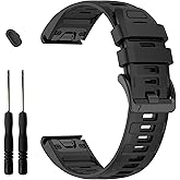 MDBBLBM 22mm Silicone Watchband Compatible with Garmin Tactix 8/Fenix 8 AMOLED 47mm/7 Pro/7/6 Pro/6/5 Plus/5, QuickFit Straps for Garmin Fenix E/Forerunner 965/955/945/Descent G2/G1 Solar