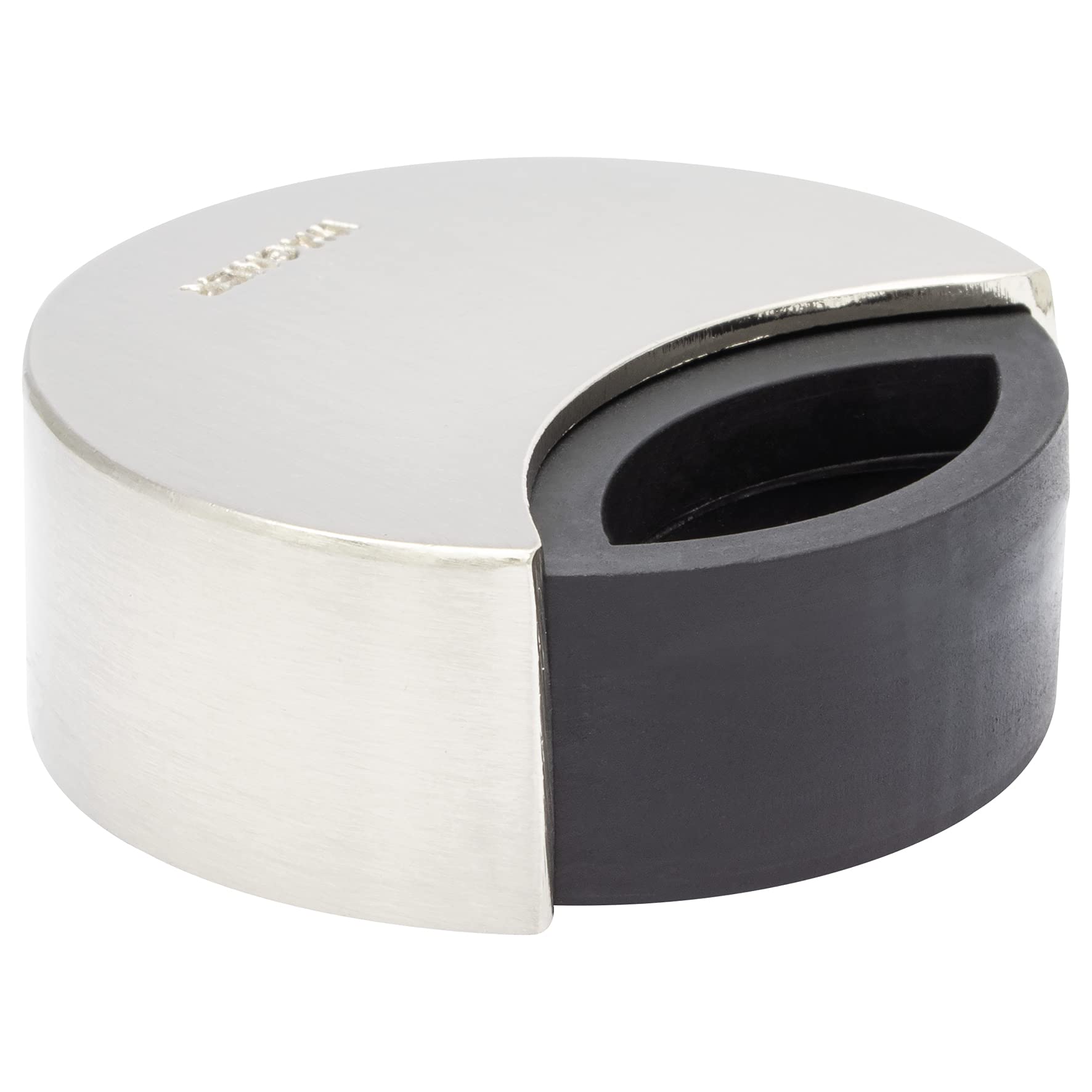 WAGNER Doorstop Screw OR Glue Floor - Ø 50 x 18 mm, Buffer Made of die-cast zinc with Stainless Steel Look + Soft Thermostatic Rubber, to be Screwed or glued on Floors - 15515111