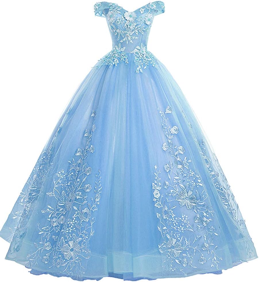 EileenDor Women's Quinceanera Dresses Lace Appliques Off Shoulder Ball Gown Sweet 16 Dresses with Pearl