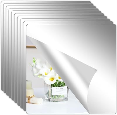 Hode 10pcs Self Adhesive Mirror Tiles 20x20cm 2mm Thick Acrylic