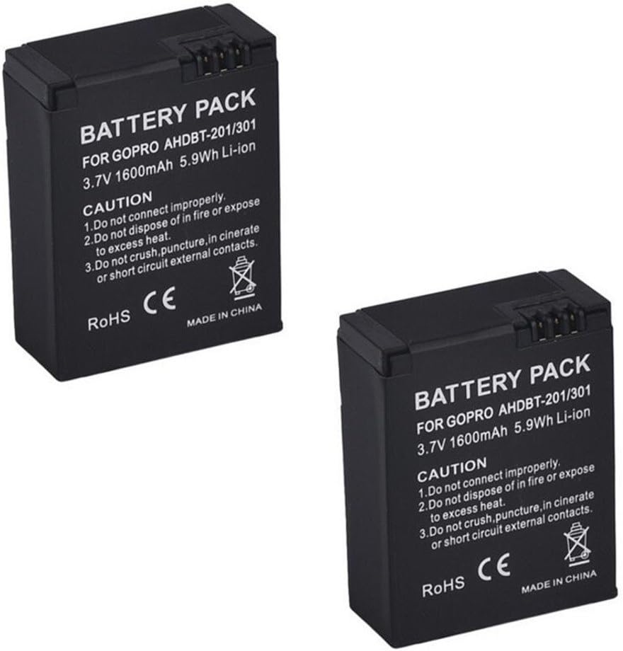 FUGASUN 2 pcs 1600mAh AHDBT-201 AHDBT 201 AHDBT-301 AHDBT 301 Battery with Dual Battery Charger for Gopro Hero 3 3+ AHDBT-301 - Image 3