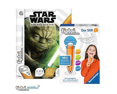 tiptoi Ravensburger Buch | Star Wars - der Weg der Jedi Stift mit Aufnahmefunktion, Kinder-Yoda