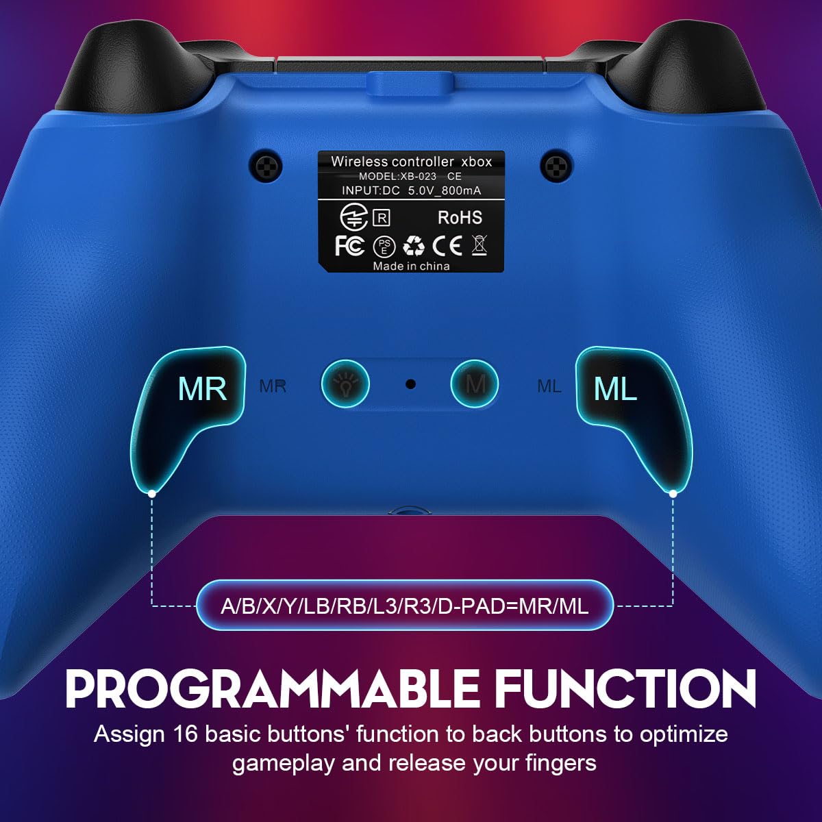 Choopp Xbox Controller, 2.4GHz Wireless Xbox Controller, Xbox One Controller with 1000mAh Battery, Programmable, Turbo Function, 4 Lighting Modes, for Xbox Series X|S, Xbox One X|S, Xbox One, PC