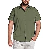 COOFANDY Big & Tall Shirts for Men Short Sleeve Button Down Casual Dress Shirts