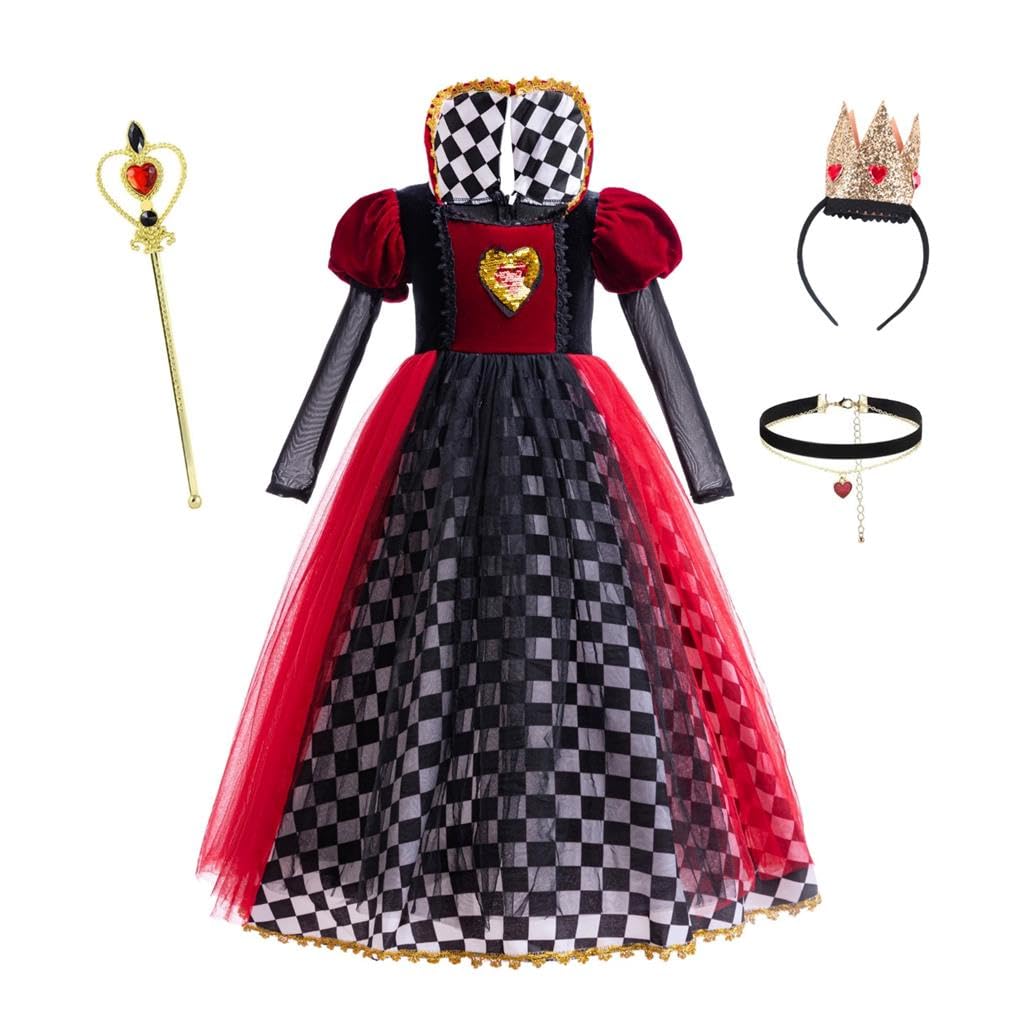 Lito Angels Queen of Hearts Fancy Dress Up Princess Costume Party World Book Day Outfit with Accessories Little Kids Girls Age 4-5 Years, Red and Black (Tag Number 110) — image 1