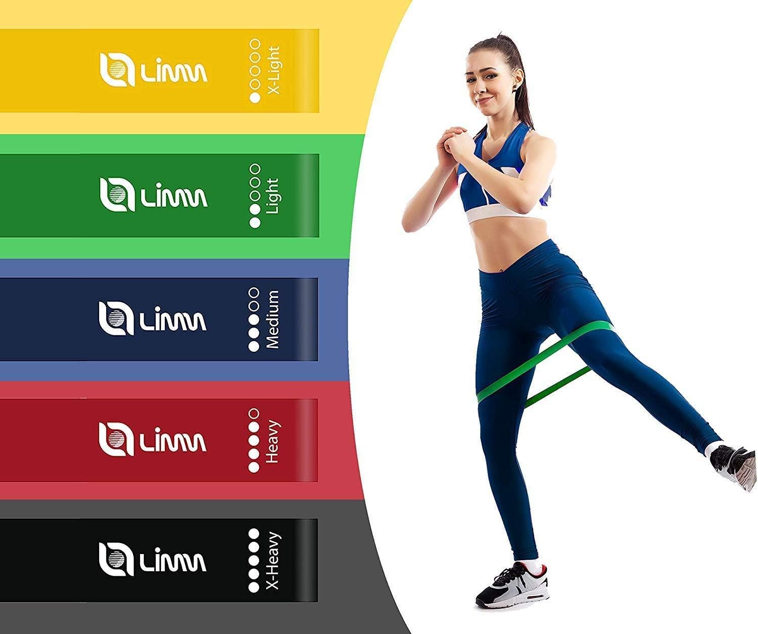 Limm Resistance Bands Set, Get 5 Exercise Bands with 5 Resistance Levels, Includes EBooks, Online Videos & Carry Bag - Image 3