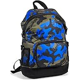 COOKIES Luxe Satin Smell Proof Backpack – Odor Resistant Bag for Travel, School, Work, Gym & Everyday Use with Large Main Compartment, Front Zip Pocket, Side Pockets, Adjustable Straps – Navy Camo