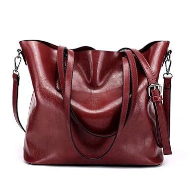 I IHAYNER I IHAYNER Women Vintage Genuine Soft Leather Satchel Tote Handle Bag Fashion Shoulder Bags