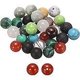 HARFINGTON 50pcs Natural Stone Beads 10mm Mixing Color Round Gemstone Stone Loose Beading Real Genuine Smooth Balls Bead for Jewelry Making Bracelets Necklace Earrings DIY