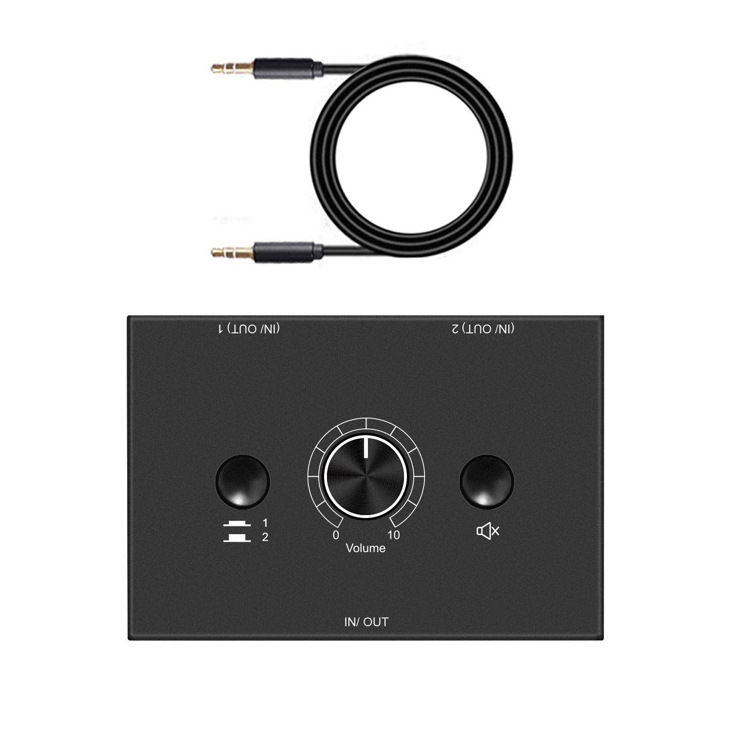 3.5mm L/R Stereo Audio Switch 2Way Switcher Manual Selector Audio Spliter Box 1 in