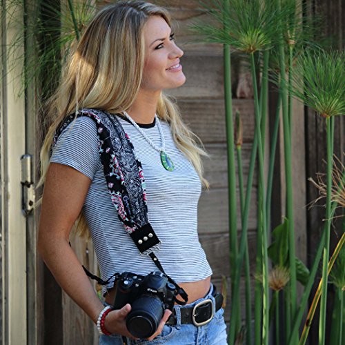 Luxury Scarf Camera Strap with Hidden Pocket~ Hold Your Phone, Keys, Cash and Spare Memory Card Right Where You Need Them! Quality USA Made (BlackBerry) - Thumbnail 6