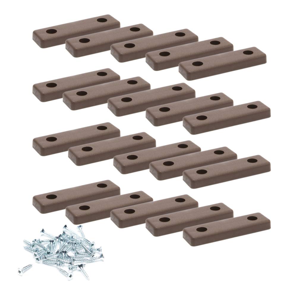 20 x Floor spacers/Furniture Pads/Screw-on Furniture feet | Sossai® MG2 | Color: Brown | Size: 50x14x5 mm | Incl. Screws