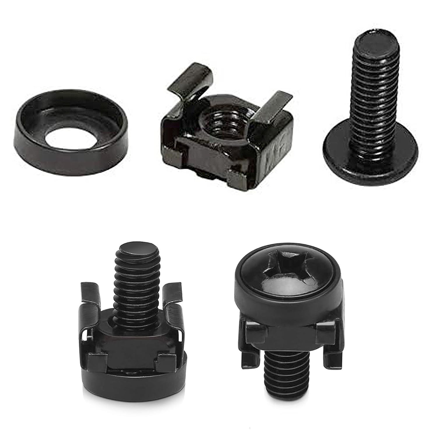 Lemiyoo 60 Sets Cage Nuts And Bolts, Rack Mount Screws And Studs, Square Insert Nuts For Server Console Mounting Routers And Network Cabinet(M6 Black)