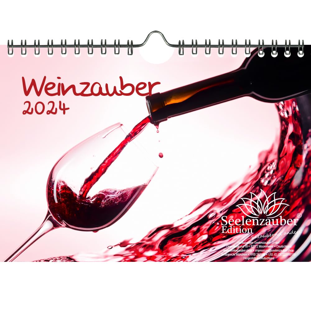 Weinzauber DIN A5 Wall Calendar for 2024 Wine and Vineyards Seelenzauber