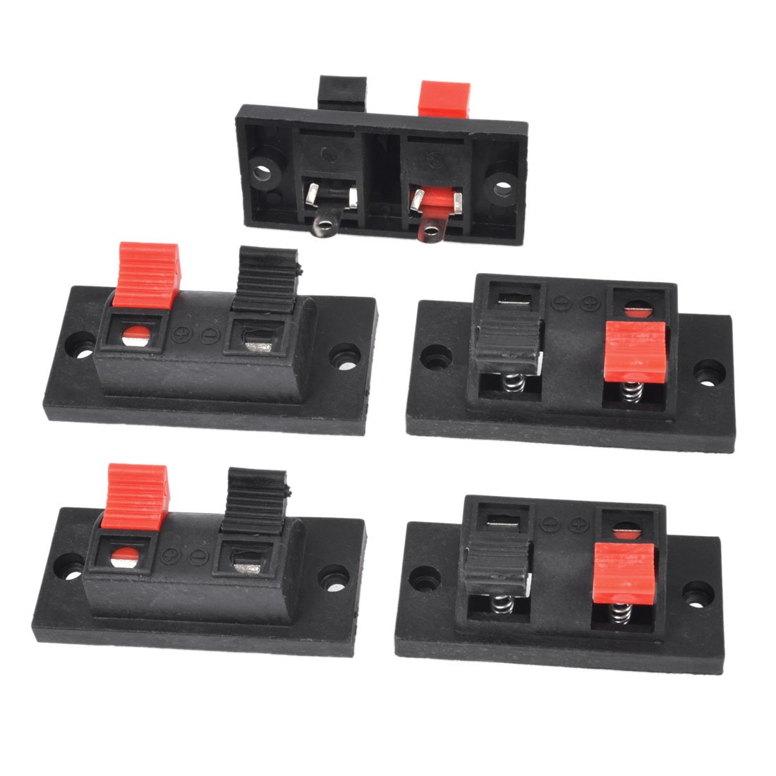 sourcing map 5Pcs 2 Way Stereo Speaker Plate Terminal Strip Push Connector Block