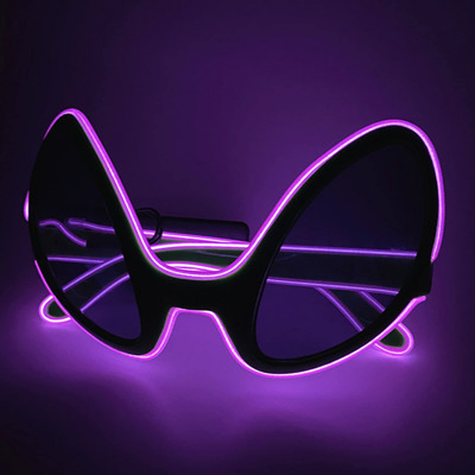 Photo 1 of AUGPET Halloween Christmas Alien Eyes Glasses Gifts EL Wire Glowing Eyewear LED Light Up Costume Festival Party Sunglasses (Purple), 15 x 6 x 2 cm / 5.9 x 2.3 x 0.78 inch