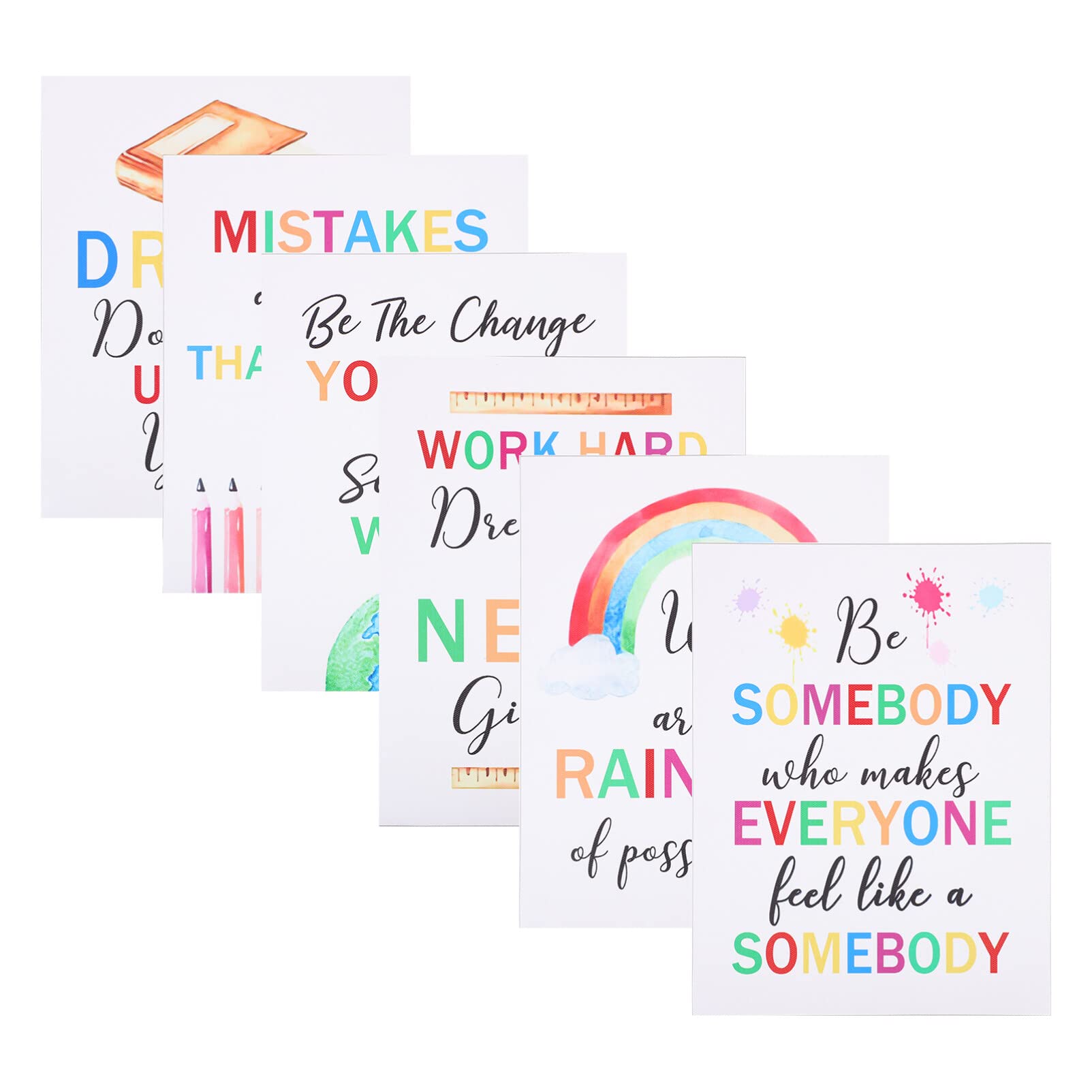 HOMSFOU 6 Pcs Art Prints Inspirational Quote Typography Art Print Set Motivational Saying Canvas Poster for Kids Baby Bedroom Nursery Classroom Playroom Decor