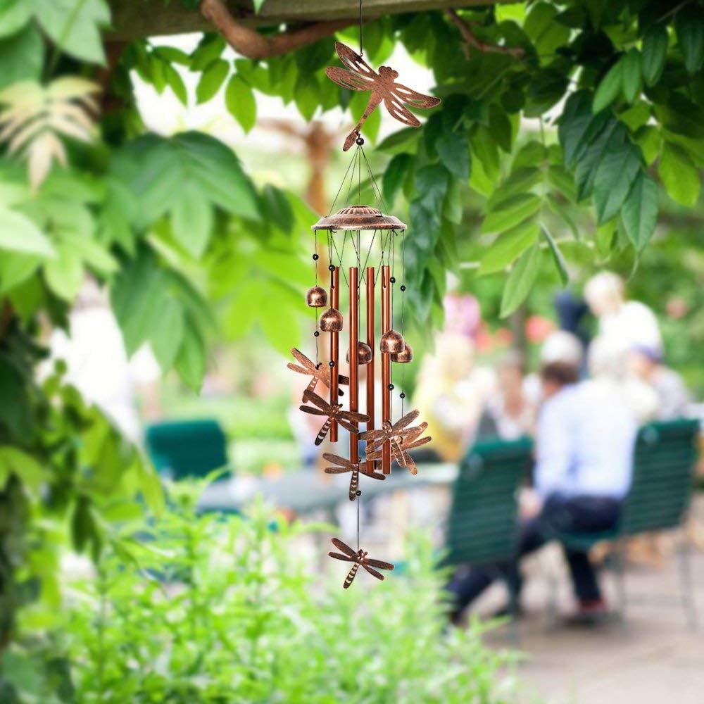 BLESSEDLAND Dragonfly Wind Chimes-4 Hollow Aluminum Tubes -Wind Bells and Dragonflies-Wind Chime with S Hook for Indoor and Outdoor : Garden & Outdoor