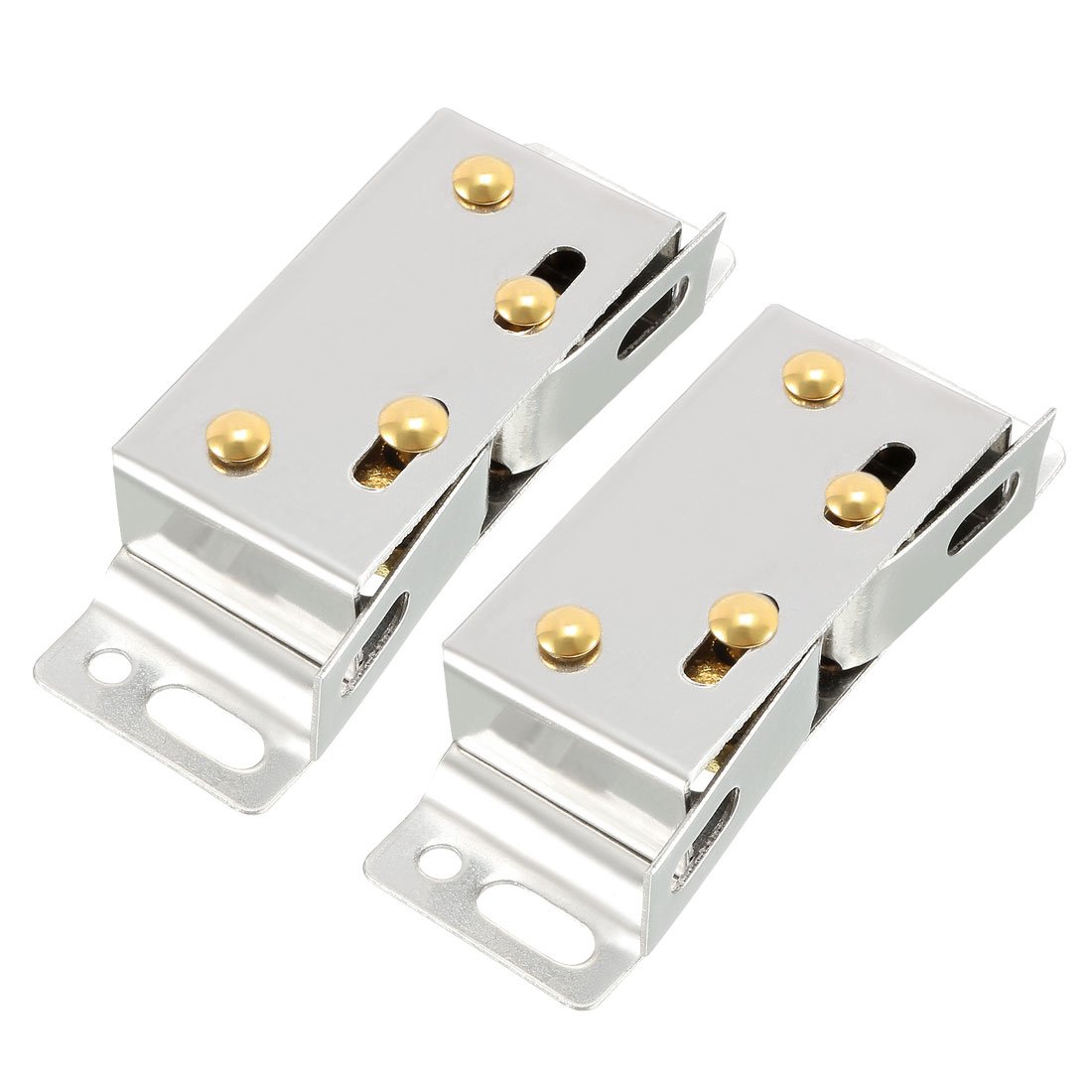 sourcing map Wardrobe Door Stainless Steel Double Ball Roller Catch Latch Silver Tone 2pcs