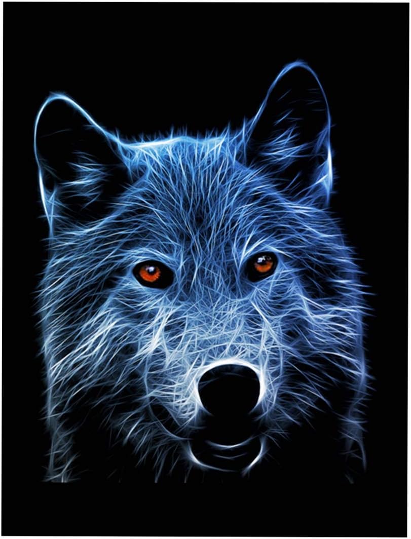 WDARTS 5D DIY Diamond Painting Full Drill Wild Animal Kits Adults Cross Stitch Rhinestone Embroidery Home Wall Decoration (Blue Wolf,19.5"x15.6")