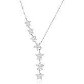 Kyerlyn Crystal Dainty Star Necklace for Women, Star CZ Charm Statement Y-Necklace Gold/Silver/Rose Gold Shining Exquisite Choker Necklace for Women Adjustable Jewelry Gifts