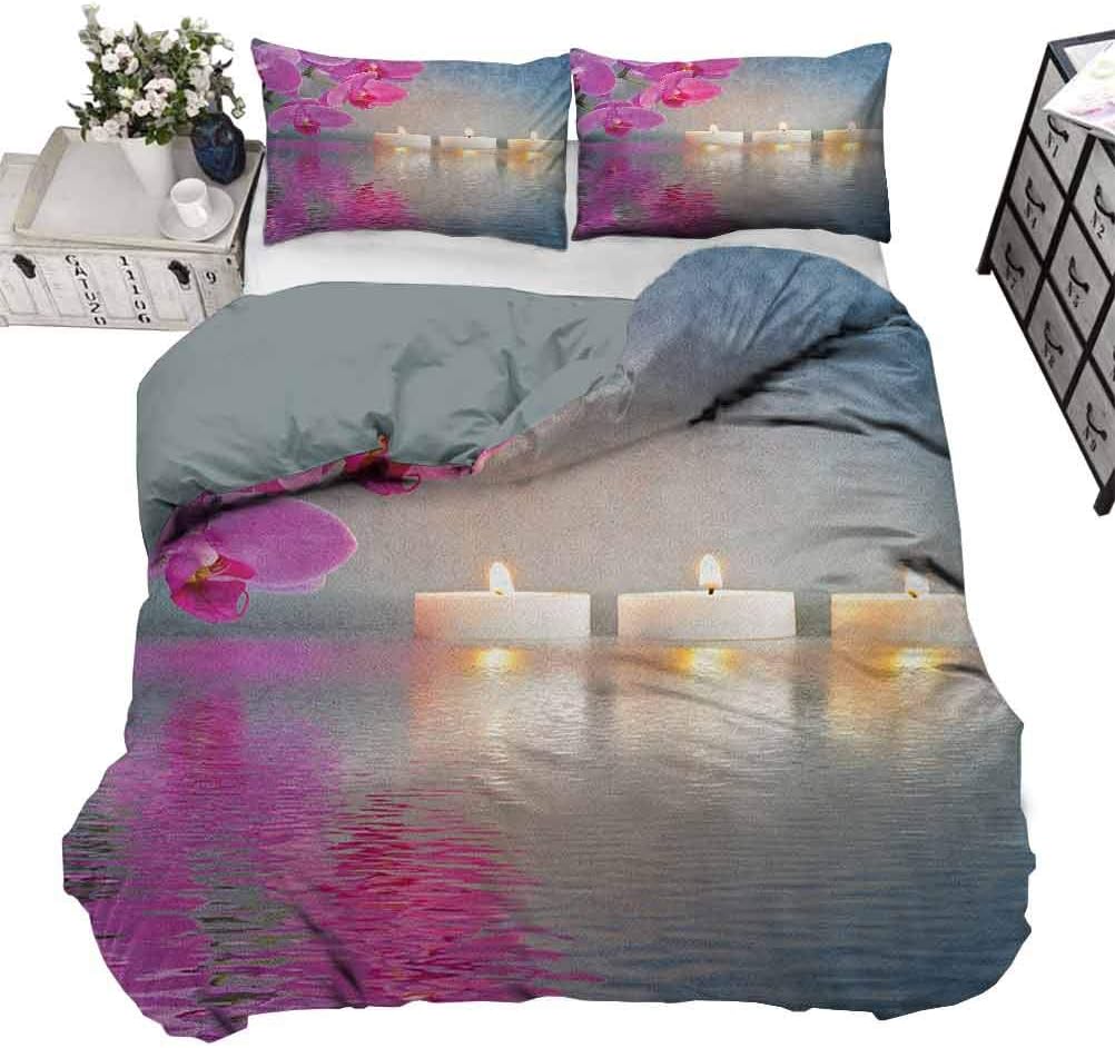 Amazon Com Houselookhome Bed Sets Duvet Cover Zen Bed Quilt Cover Decor Japanese Candle Relaxing Environment Cherry Blossoms Inspirations Image Decorative 3 Piece Bedding Set With 2 Pillow Shams Queen Size Home