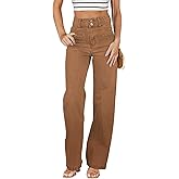 Sidefeel Women's Jeans High Waisted Straight Leg Stretchy Jeans Trendy Loose Wide Leg Zimbaplatinum Denim Pants with Pockets