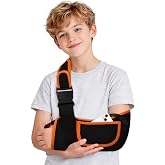 quiheat Kids Arm Sling Shoulder Immobilizer, Rotator Cuff Support Brace | Adjustable Strap, Breathable Mesh Sling for Elbow, Clavicle and Wrist Injury, Fit Left or Right Arm, Surgery Recovery, S