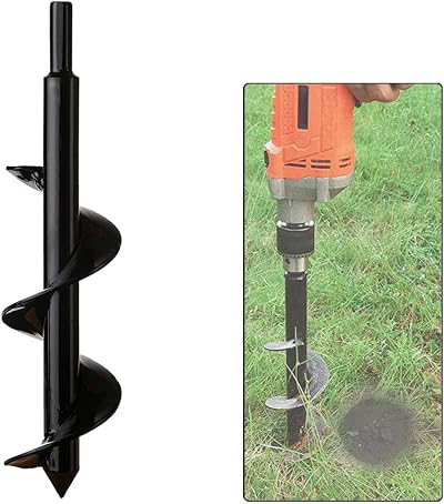 DIWUJI Garden Drill Digger Auger 8 cm Diameter 30 cm Length Hex Shank