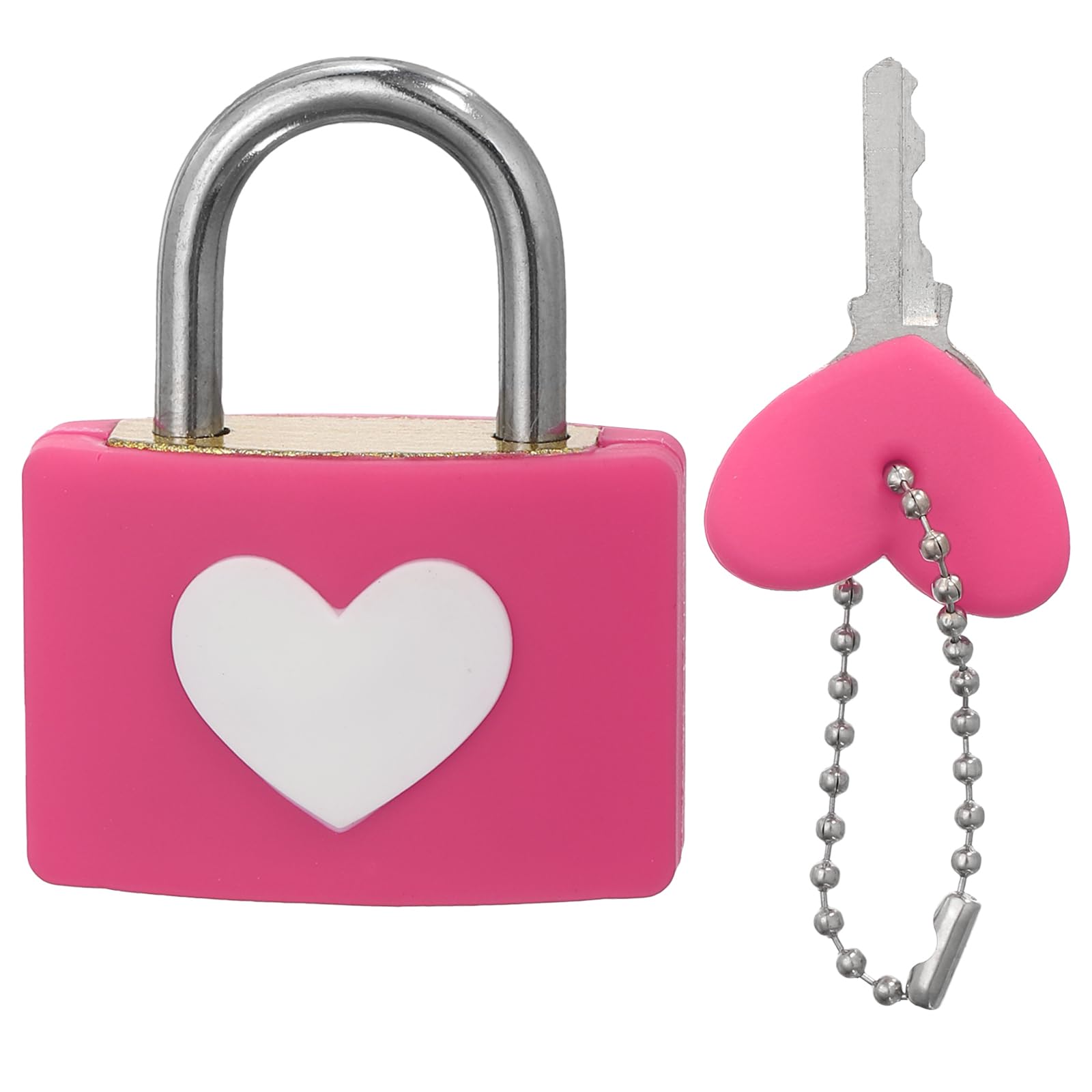 PATIKIL Love Locks Heart Padlock with Key Set, Love Couple Lock Wish Lock Romantic Heart Lock for Lovers Lock Bridge Wedding Anniversary Travel Present, Rose Red