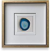 ARTECORS Handmade 15.7"x15.7" Gold Edge Natural Agate Wall Art with Shadow Box Frame Front Glass for Living Room Bedroom Home