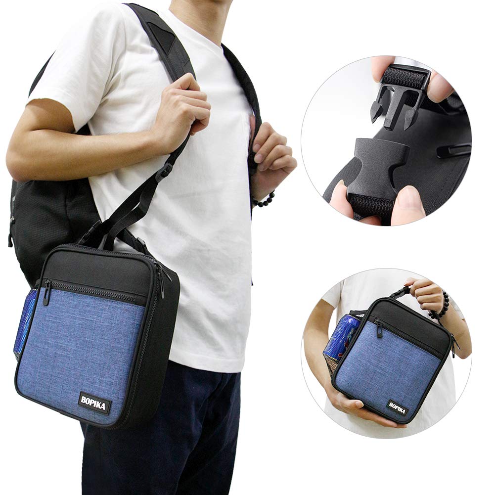 Insulated Lunch Bag, Bento Lunch Bag Thermal Cooler Meal Prep Lunch Bag with Portable Tableware Carrying Bag For Men &Women &Kids (Navy &Black)